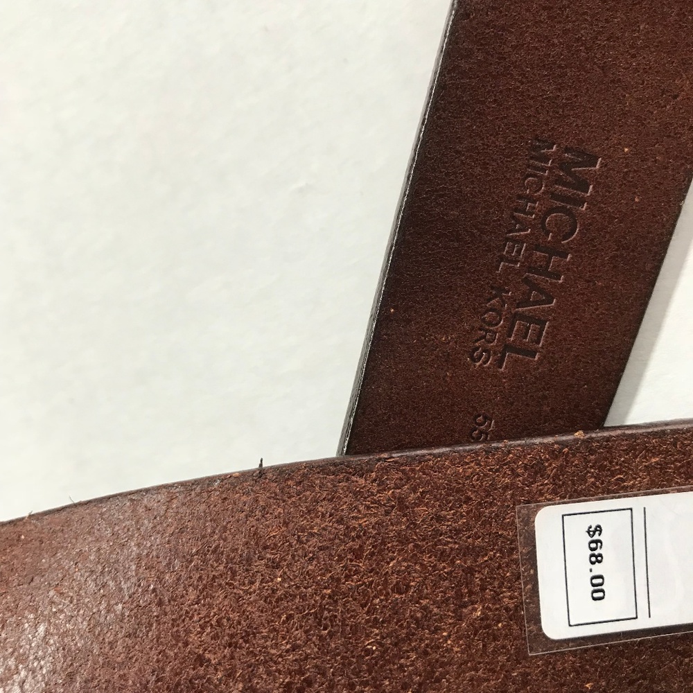 Michael Kors Brn Leather Gold Lock Belt S M L - Picture 4 of 4